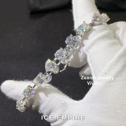 Iced Out 925 Silver Moissanite Tennis Chain