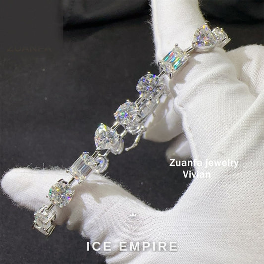 Iced Out 925 Silver Moissanite Tennis Chain