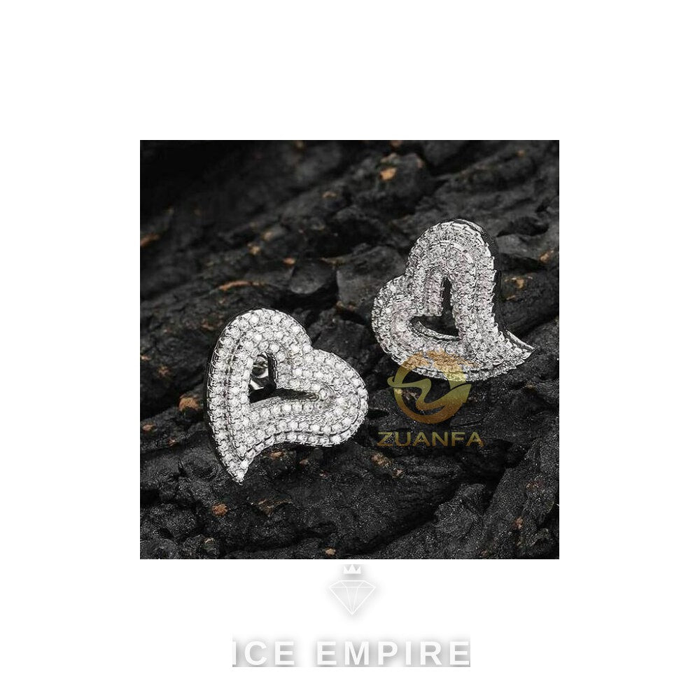Iced Out Heart Rose Gold Plated Moissanite Earrings