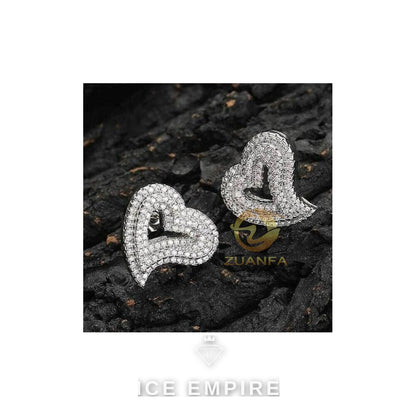 Iced Out Heart Rose Gold Plated Moissanite Earrings