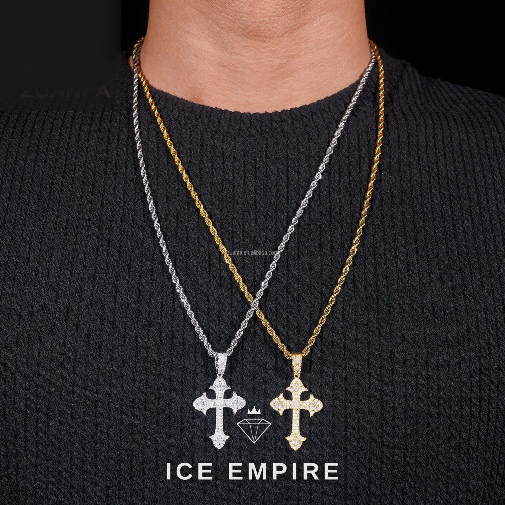 Iced Out Cross 925 Silver Pendant