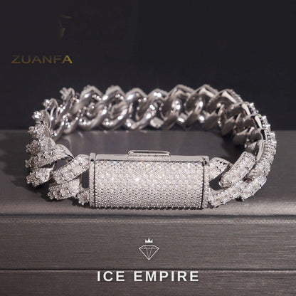Iced Out Baguette Rose Gold Plated Moissanite Cuban Chain