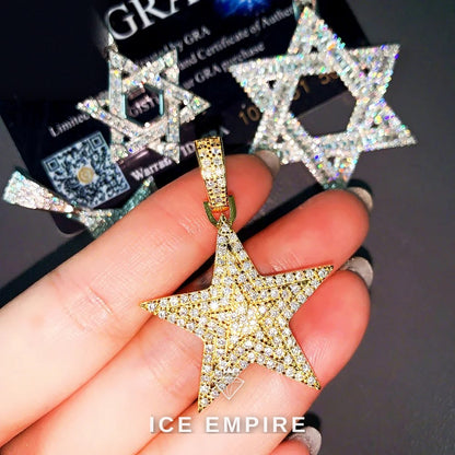 Iced Out Baguette Gold Plated Moissanite Pendant
