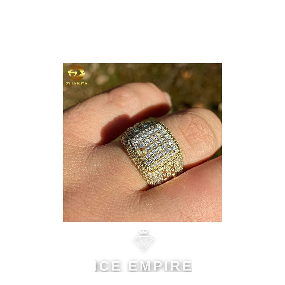 Iced Out Gold Plated Moissanite Ring