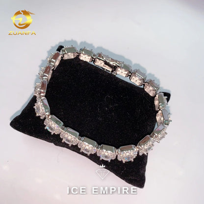 Iced Out Baguette Rose Gold Plated Moissanite Cuban Chain