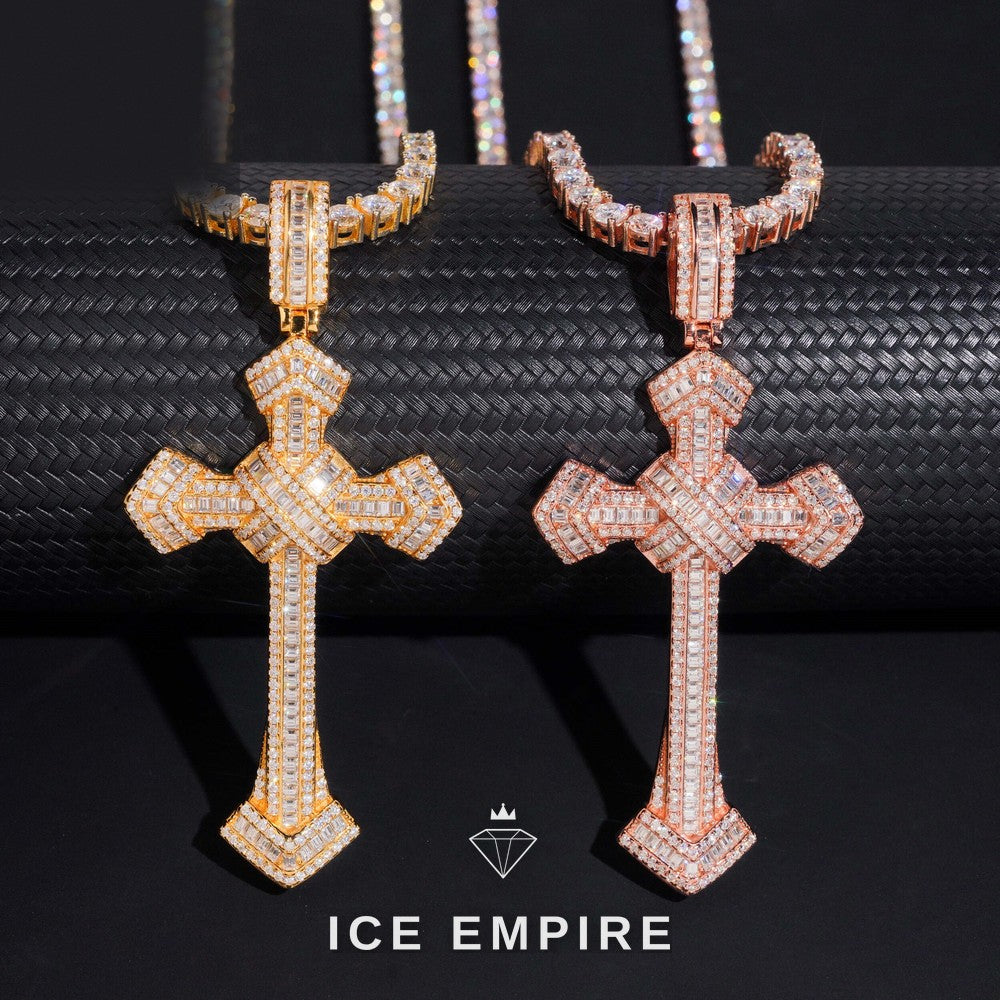 Iced Out Cross Gold Plated Pendant