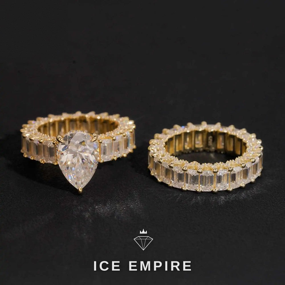 Iced Out 925 Silver Moissanite Engagement Ring