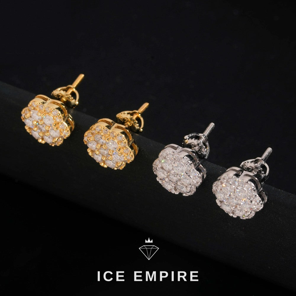 Iced Out Cluster Rose Gold Plated Lab Grown Diamond Earrings
