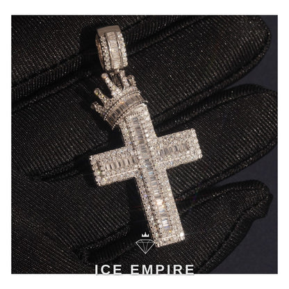Iced Out Cross 925 Silver Pendant
