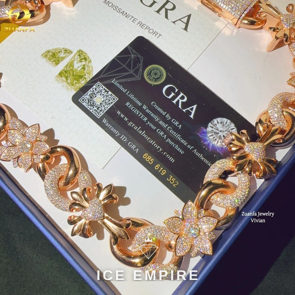 Iced Out Rose Gold Plated Moissanite Cuban Chain