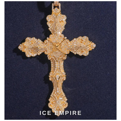 Iced Out Cross 925 Silver Moissanite Pendant