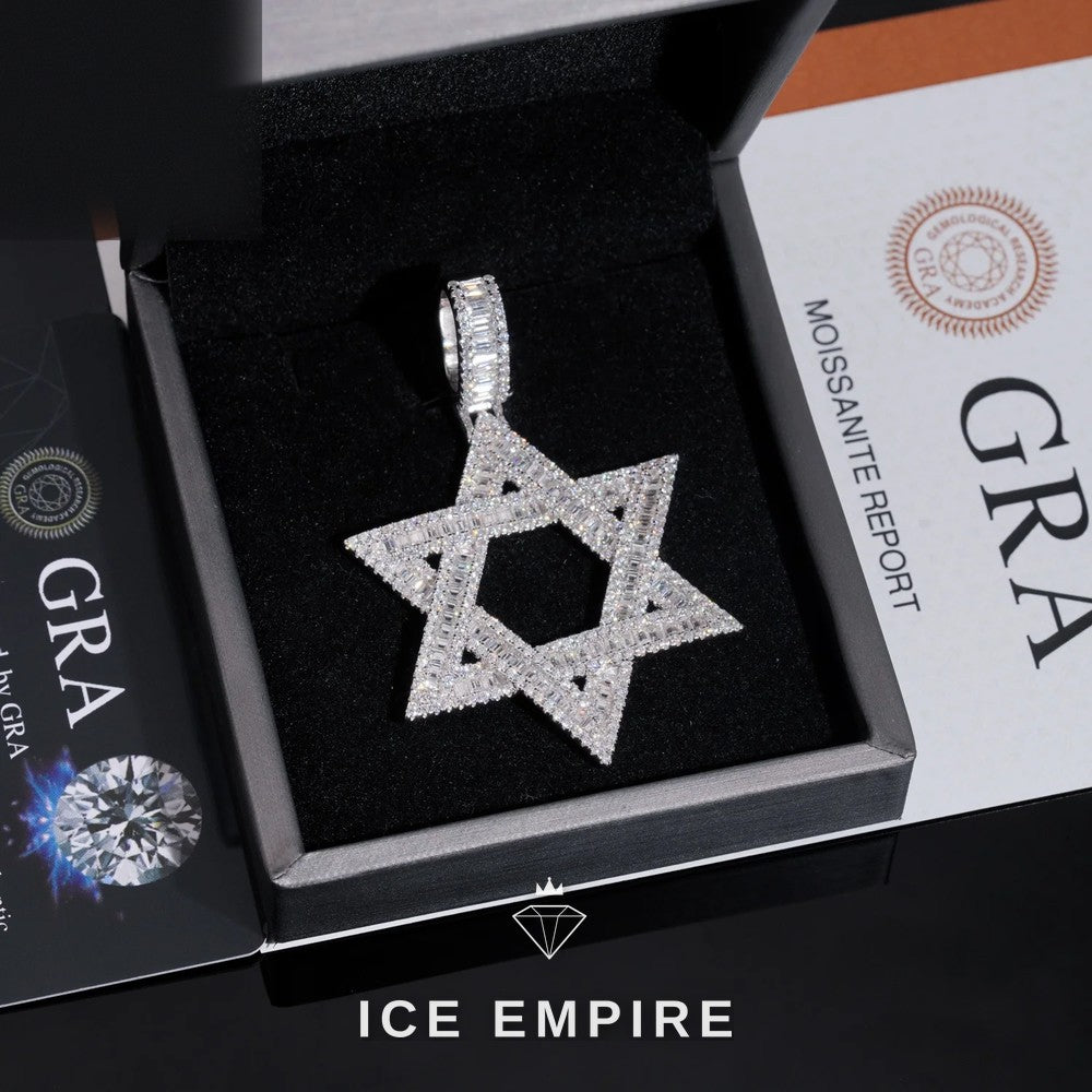 Iced Out Baguette 925 Silver Moissanite Pendant