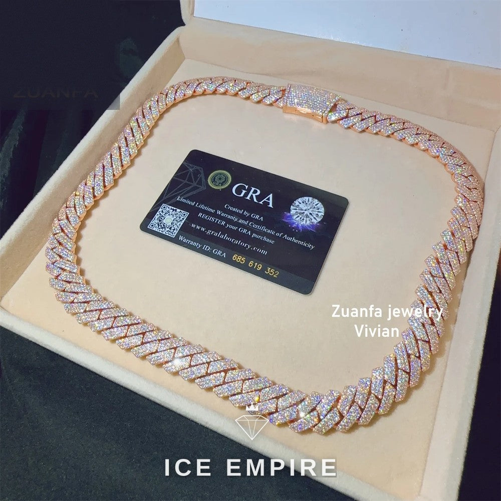 Iced Out Rose Gold Plated Moissanite Cuban Chain