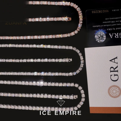 Iced Out Baguette Rose Gold Plated Moissanite Cuban Chain