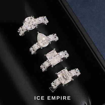Iced Out 925 Silver Moissanite Wedding Band