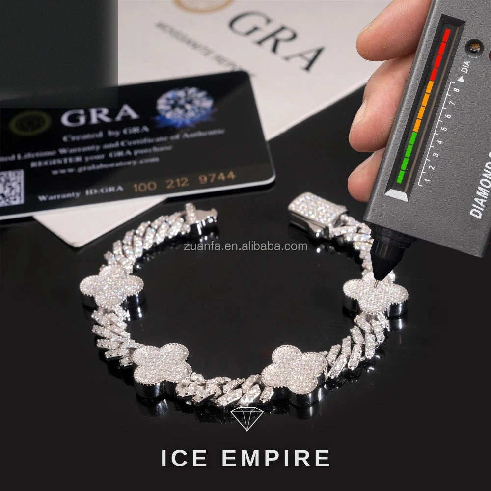 Iced Out 925 Silver Moissanite Cuban Chain