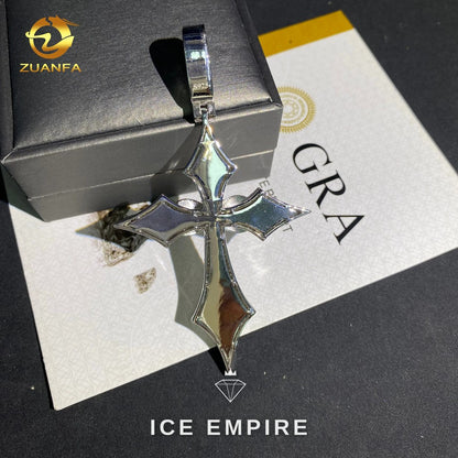 Iced Out Cross 925 Silver Moissanite Pendant