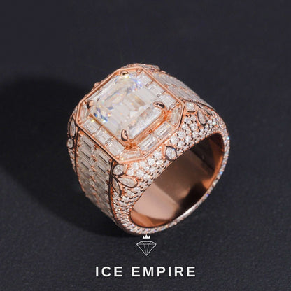 Iced Out Rose Gold Plated Moissanite Ring