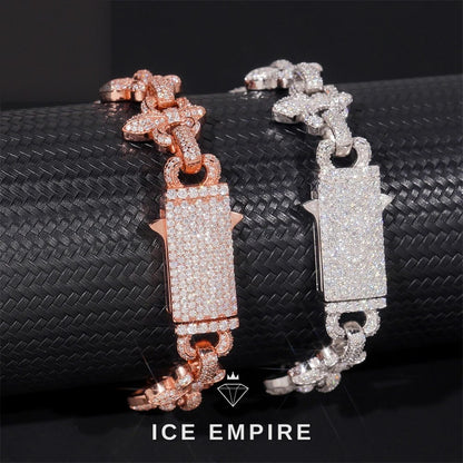 Iced Out Cross Rose Gold Plated Moissanite Cuban Chain