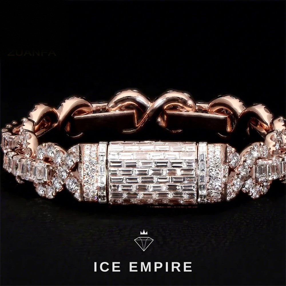 Iced Out 925 Silver Moissanite Cuban Chain