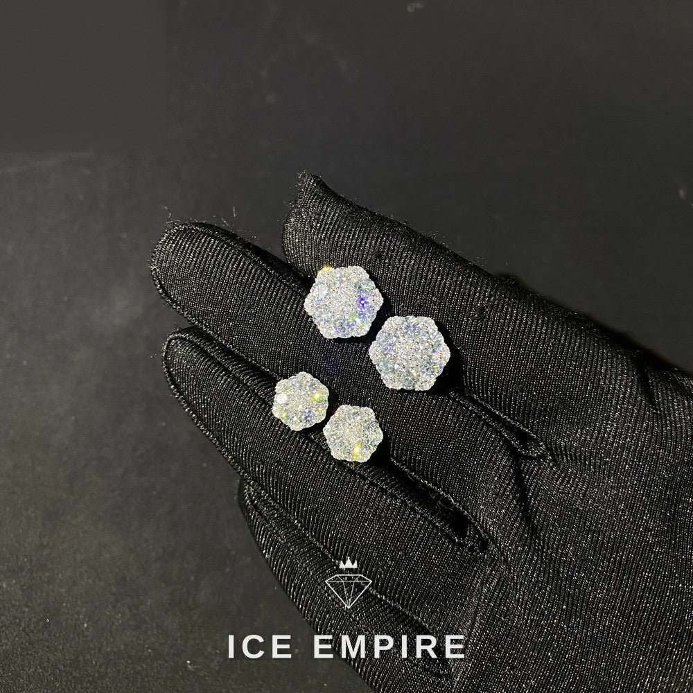 Iced Out 925 Silver Moissanite Stud Earrings