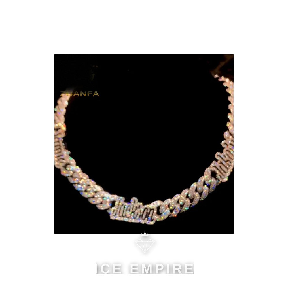 Iced Out Rose Gold Plated Moissanite Cuban Chain