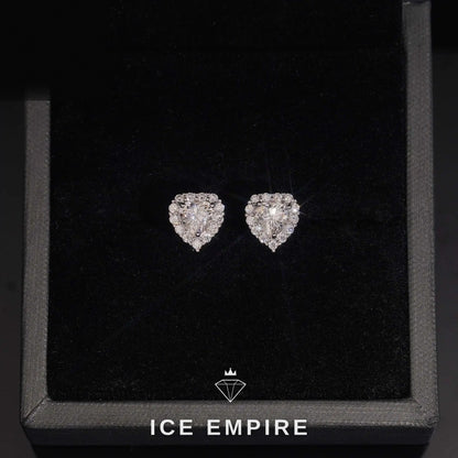 Iced Out Heart 925 Silver Moissanite Stud Earrings