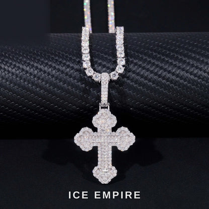 Iced Out Cross Rose Gold Plated Moissanite Pendant