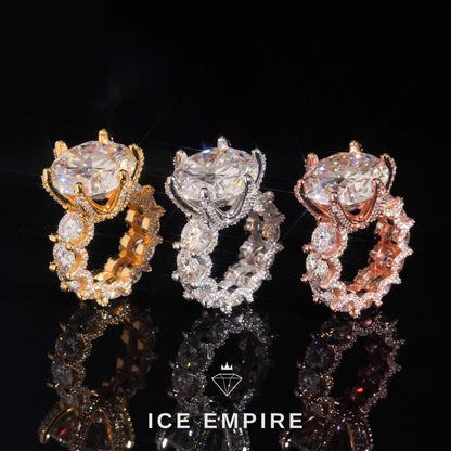 Iced Out Gold Plated Moissanite Engagement Ring