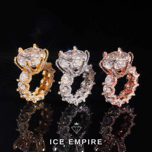 Iced Out Gold Plated Moissanite Engagement Ring