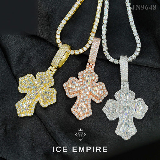 Iced Out Baguette Rose Gold Plated Moissanite Pendant
