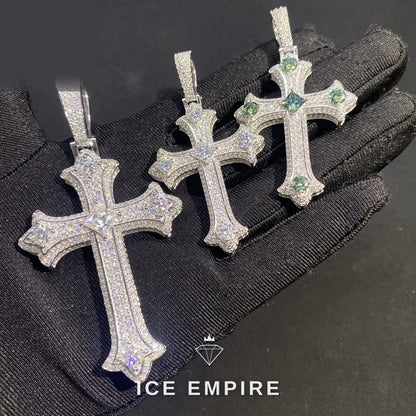 Iced Out Cross Rose Gold Plated Moissanite Pendant