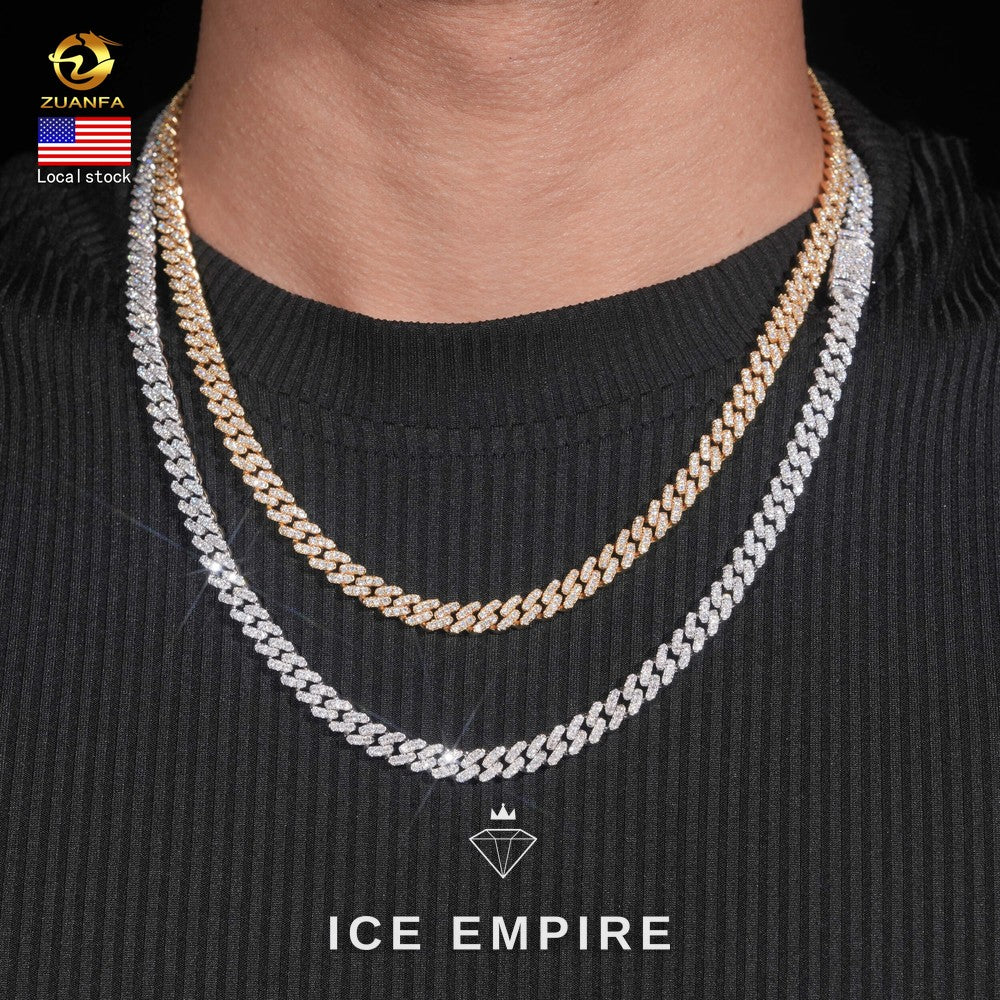 Iced Out 925 Silver Moissanite Cuban Chain