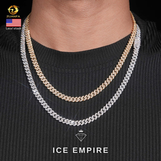 Iced Out 925 Silver Moissanite Cuban Chain
