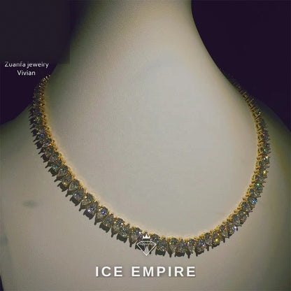 Iced Out Cross Rose Gold Plated Moissanite Cuban Chain