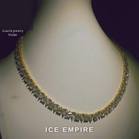 Iced Out Cross Rose Gold Plated Moissanite Cuban Chain