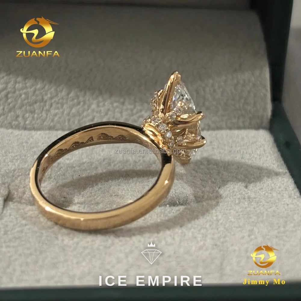 Iced Out 18K Gold Lab Grown Diamond Engagement Ring