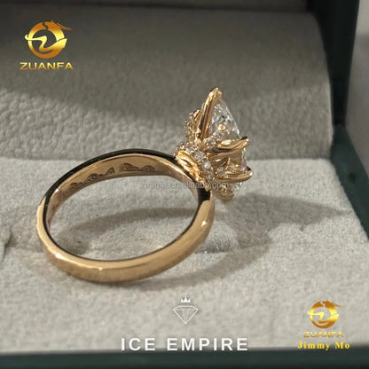 Iced Out 18K Gold Lab Grown Diamond Engagement Ring