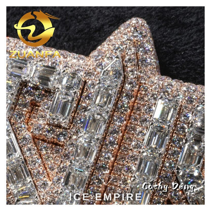 Iced Out Baguette Rose Gold Plated Moissanite Cuban Chain