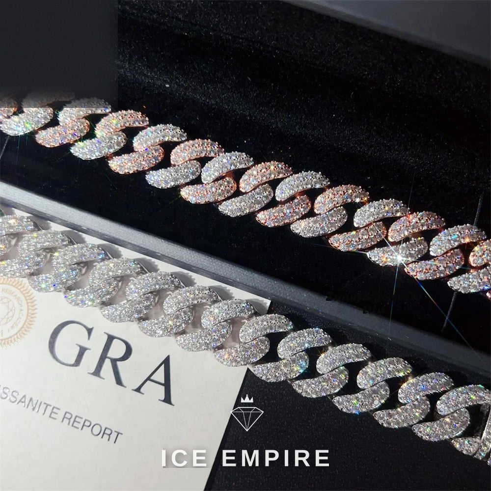 Iced Out 925 Silver Moissanite Cuban Chain