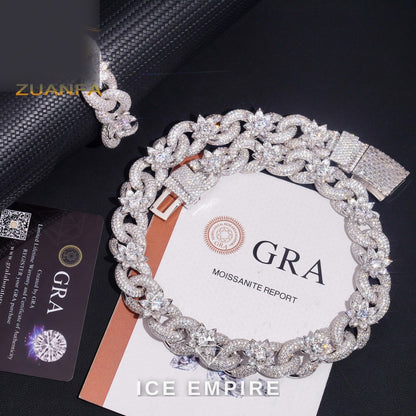 Iced Out 925 Silver Moissanite Cuban Chain