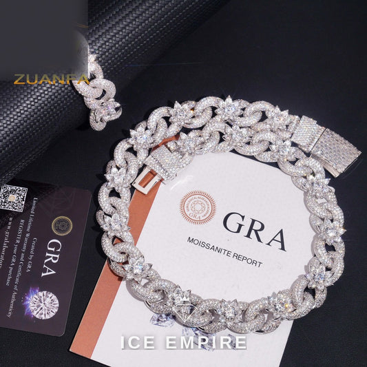 Iced Out 925 Silver Moissanite Cuban Chain