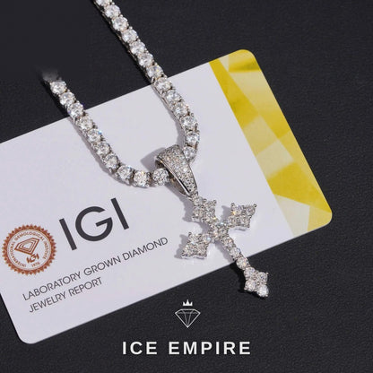 Iced Out Cross Gold Plated Lab Grown Diamond Pendant