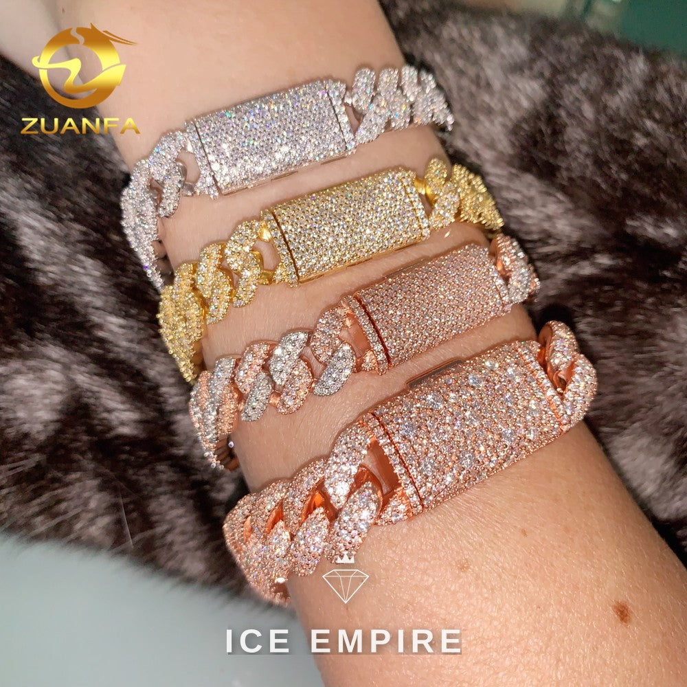 Iced Out Rose Gold Plated Moissanite Cuban Chain