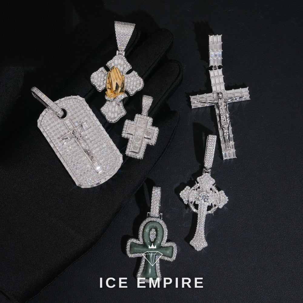 Iced Out Cross Gold Plated Moissanite Pendant