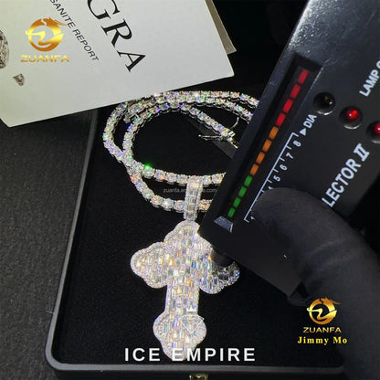 Iced Out Baguette 925 Silver Moissanite Pendant