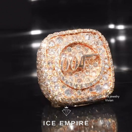 Iced Out Rose Gold Plated Moissanite Ring