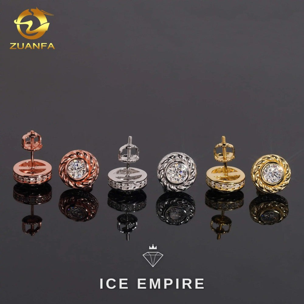 Iced Out 925 Silver Moissanite Stud Earrings