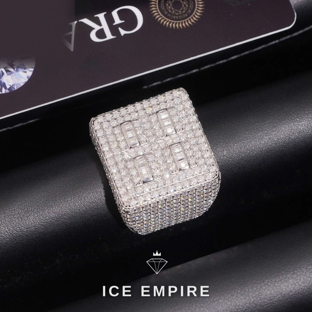 Iced Out Baguette 925 Silver Moissanite Ring