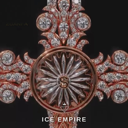 Iced Out Cross Rose Gold Plated Moissanite Pendant